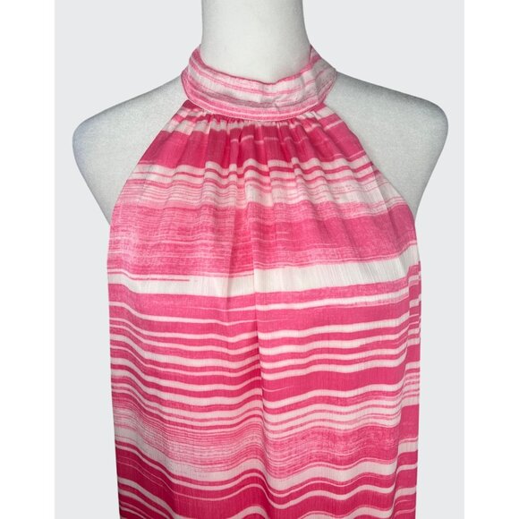 Trina Turk Womens Pink & White Striped Halter Shift Dress With Ruffle Hem Large - Picture 5 of 16